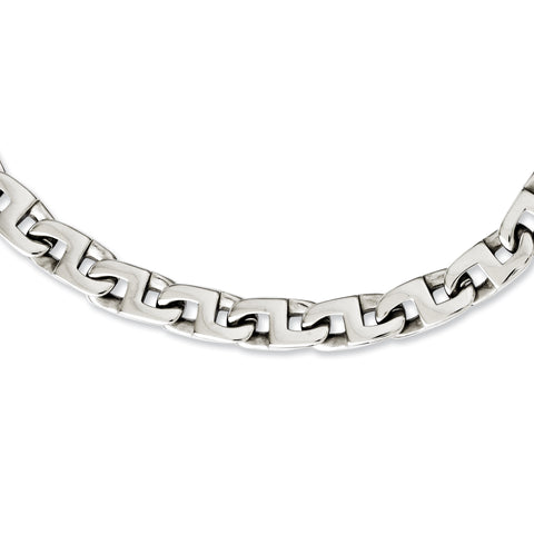 Stainless Steel Polished Fancy Squares Link Necklace SRN1099 - shirin-diamonds