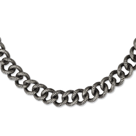 Stainless Steel Antiqued & Textured Links 24in Necklace SRN1105 - shirin-diamonds