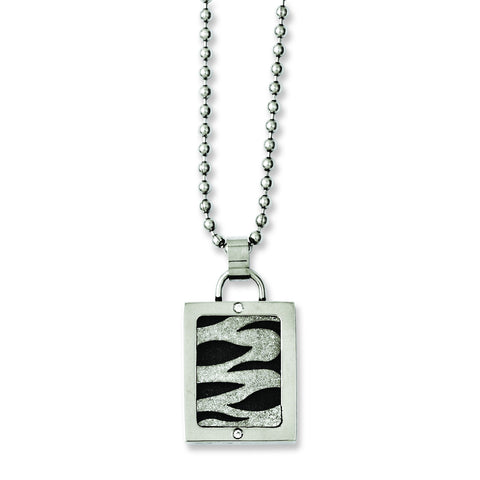 Stainless Steel Laser Cut & Black IP-plated 20in Dog Tag Necklace SRN1137 - shirin-diamonds