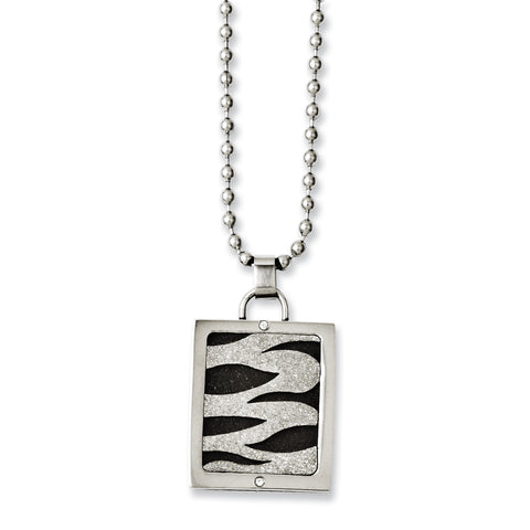 Stainless Steel Laser Cut & Black IP-plated 22in Dog Tag Necklace SRN1138 - shirin-diamonds