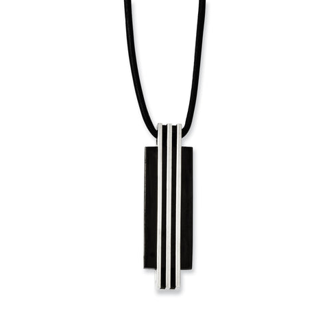 Stainless Steel Polished & Black IP-plated Necklace SRN1155 - shirin-diamonds