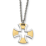 Stainless Steel Yellow IP-plated Cross 18in Necklace SRN124 - shirin-diamonds