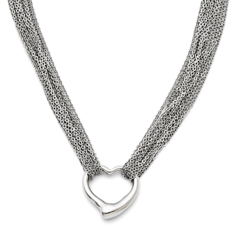 Stainless Steel Multi Strand Polished Heart Toggle Necklace SRN1281 - shirin-diamonds