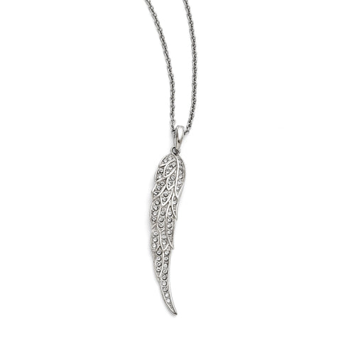 Stainless Steel CZ Wing with 2in extension Necklace SRN1335 - shirin-diamonds