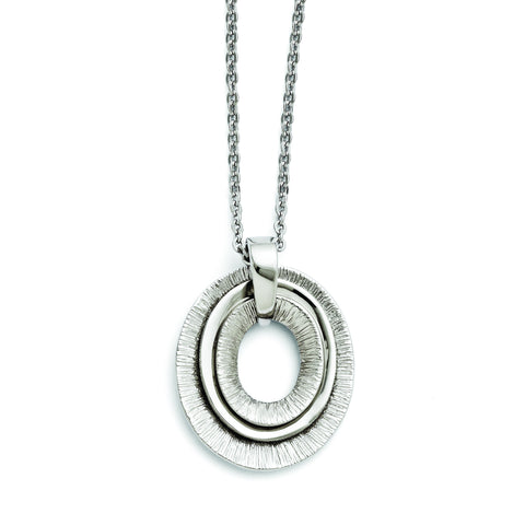 Stainless Steel Oval Three Piece Polished Necklace SRN1345 - shirin-diamonds
