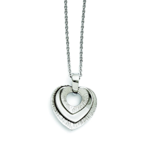 Stainless Steel Heart Three Piece Polished Necklace SRN1346 - shirin-diamonds