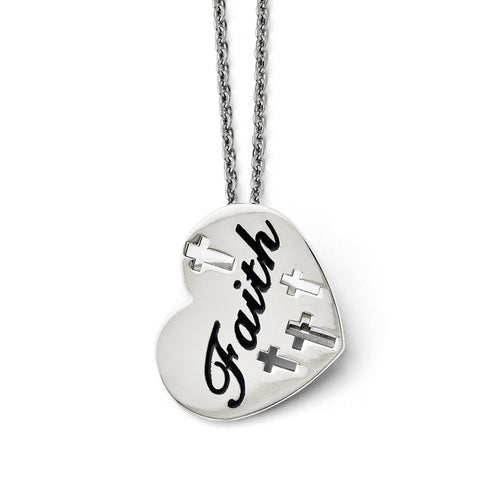 Stainless Steel Enameled Polished Heart Necklace SRN1355 - shirin-diamonds