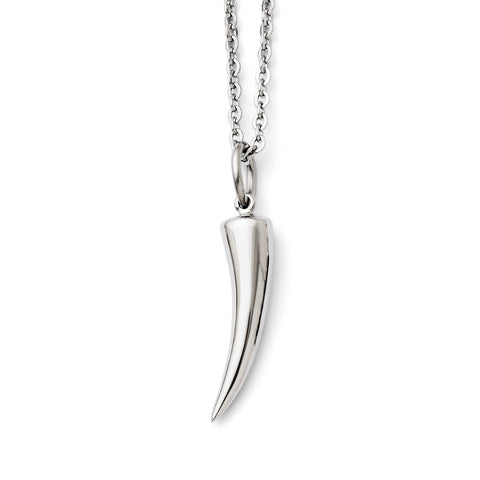 Stainless Steel Polished Horn Necklace SRN1363 - shirin-diamonds