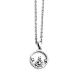 Stainless Steel Round with Heart CZ Polished Necklace SRN1390 - shirin-diamonds
