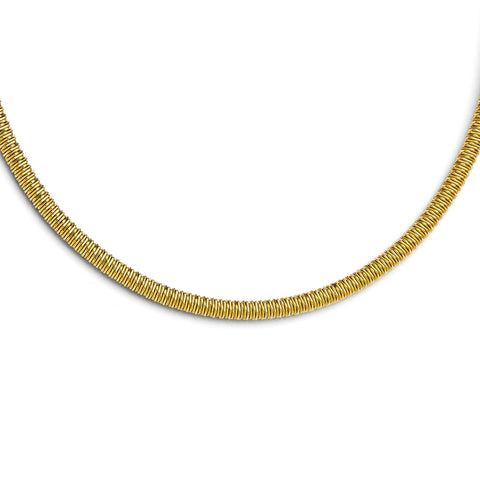 Stainless Steel Yellow IP-plated Textured with 1.5 inch ext. Necklace SRN1393 - shirin-diamonds