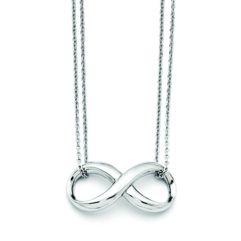 Stainless Steel Polished Two Strand Infinity Symbol Necklace SRN1408 - shirin-diamonds