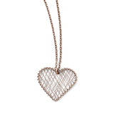 Stainless Steel Wired Pink IP-plated Heart Polished Necklace SRN1416 - shirin-diamonds