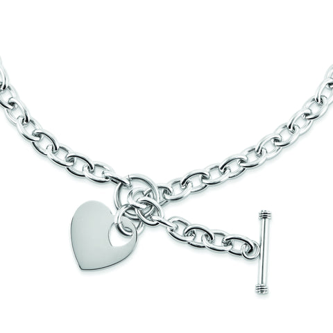 Stainless Steel Polished Heart Toggle Necklace SRN1464 - shirin-diamonds