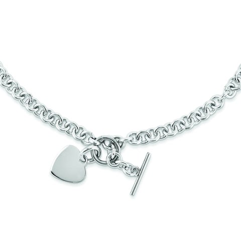 Stainless Steel Polished Heart Toggle Necklace SRN1465 - shirin-diamonds