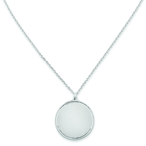 Stainless Steel Polished Engraveable Round Disc w/2in. Ext. Necklace SRN1467 - shirin-diamonds