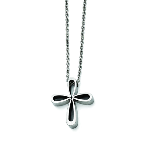 Stainless Steel Polished Cross Necklace SRN1478 - shirin-diamonds