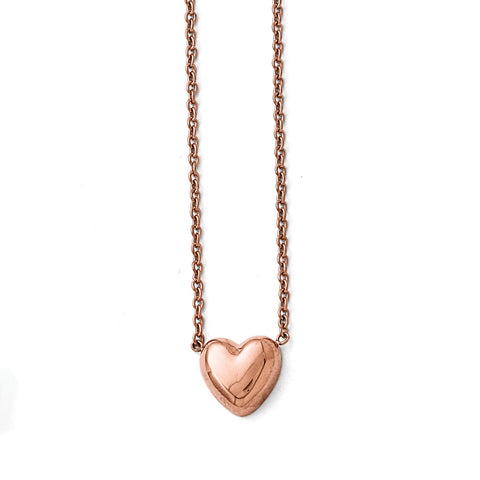 Stainless Steel Polished Pink IP-plated Heart Necklace SRN1548 - shirin-diamonds