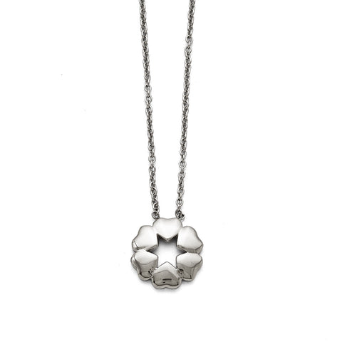 Stainless Steel Polished Flower Necklace SRN1552 - shirin-diamonds