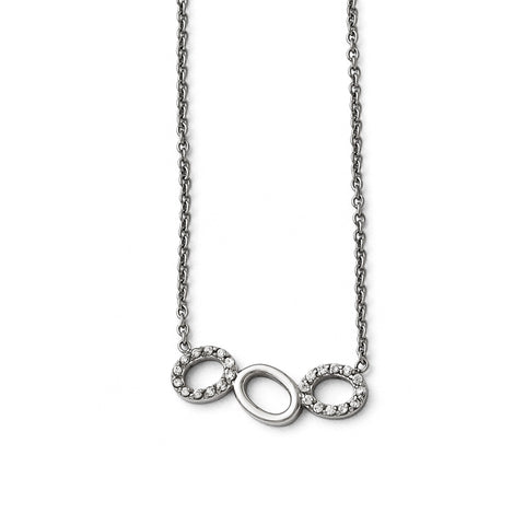 Stainless Steel Polished CZ Necklace SRN1556 - shirin-diamonds