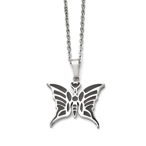 Stainless Steel Butterfly w/Enamel 20in w/ext Necklace SRN1561 - shirin-diamonds