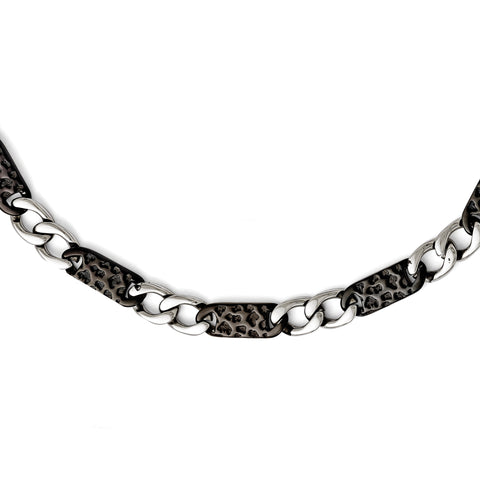 Stainless Steel Polished Black IP-plated Link Necklace SRN1576 - shirin-diamonds