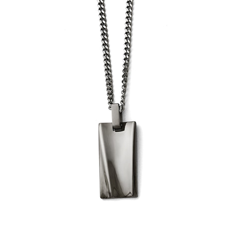 Stainless Steel Polished Black IP-plated Rectangle Necklace SRN1587 - shirin-diamonds