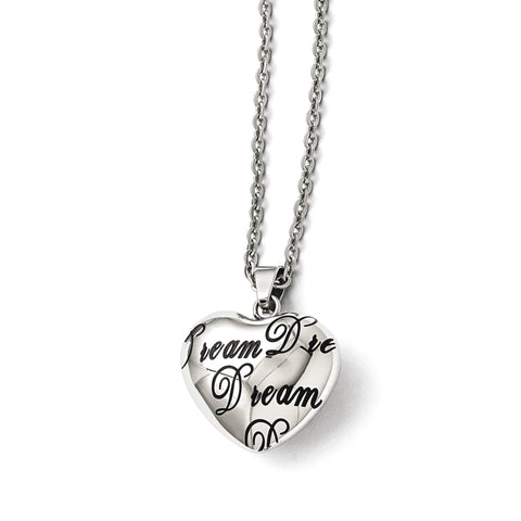 Stainless Steel Polished Heart Dream Necklace SRN1600 - shirin-diamonds