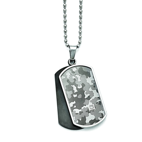 Stainless Steel Polished Black IP-plated 0.015ct. Diamond Necklace SRN1655 - shirin-diamonds