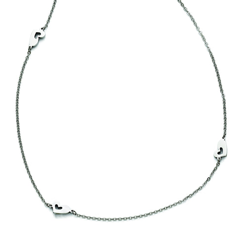 Stainless Steel Polished Slip On Hearts Necklace SRN1672 - shirin-diamonds