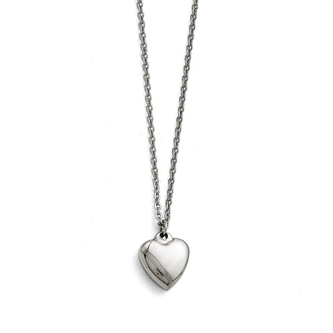 Stainless Steel Polished Heart w/1.50in. ext. Necklace SRN1691 - shirin-diamonds