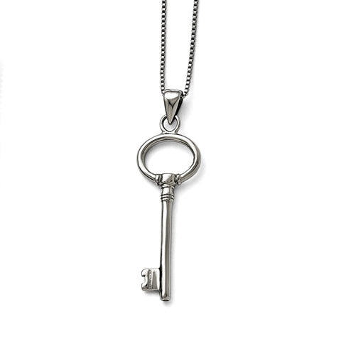 Stainless Steel Polished Key Necklace SRN1700 - shirin-diamonds
