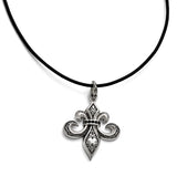 Stainless Steel and Polished Fleur de Lis Necklace SRN1705 - shirin-diamonds