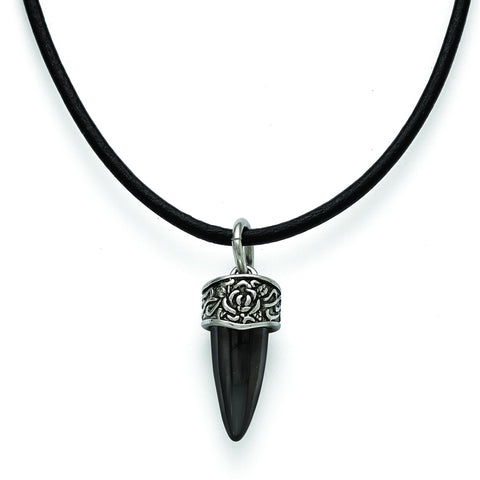 Stainless Steel Polished/Antiqued Black IP-plated Claw Necklace SRN1708 - shirin-diamonds