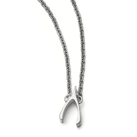 Stainless Steel Polished Wishbone Necklace SRN1732 - shirin-diamonds