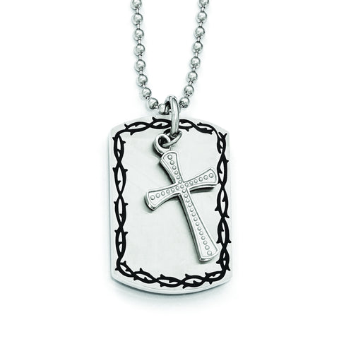 Stainless Steel Brushed, Polished and Antiqued 2 Piece Necklace SRN1810 - shirin-diamonds