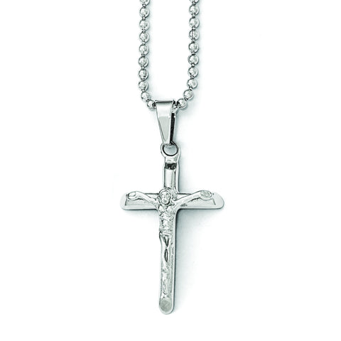 Stainless Steel Polished Cross w/Jesus Necklace SRN1813 - shirin-diamonds