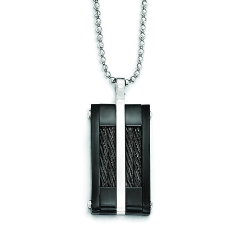 Stainless Steel Polished Black IP-plated Wire Necklace SRN1817 - shirin-diamonds