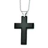 Stainless Steel Polished Black IP-plated Cross Necklace SRN1818 - shirin-diamonds