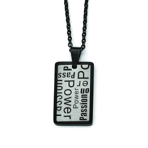 Stainless Steel Polished and Brushed Black IP-plated Necklace SRN1819 - shirin-diamonds