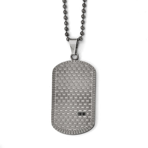 Stainless Steel Antiqued Polished and Brushed CZ Necklace SRN1822 - shirin-diamonds
