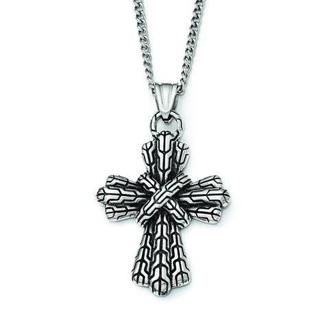 Stainless Steel Antique Cross Necklace SRN1927 - shirin-diamonds