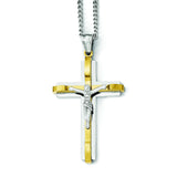 Stainless Steel Polished Yellow IP Crucifix Necklace SRN1938 - shirin-diamonds