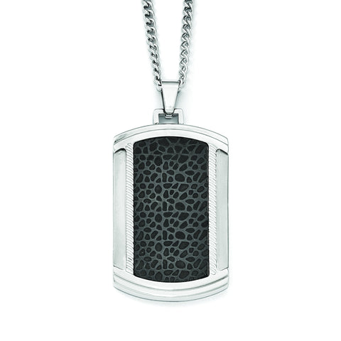 Stainless Steel Brushed and Polished Black IP-plated Dogtag Necklace SRN1959 - shirin-diamonds