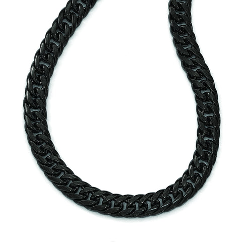 Stainless Steel Polished Black IP-plated Double Curb Chain Necklace SRN1968 - shirin-diamonds
