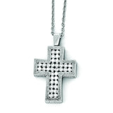 Stainless Steel Polished w/ Crystal Cross Necklace SRN1978 - shirin-diamonds