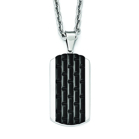 Stainless Steel Polished Black IP-plated Dog Tag Necklace SRN1985 - shirin-diamonds