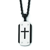Stainless Steel Brushed Polished Black IP-plated Dog Tag Necklace SRN1987 - shirin-diamonds