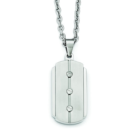 Stainless Steel Brushed and Polished Dog Tag Necklace SRN1990 - shirin-diamonds