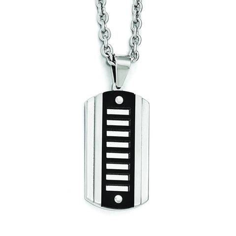 Stainless Steel Brushed & Polished Black Ip-plated Dog Tag Necklace SRN1995 - shirin-diamonds