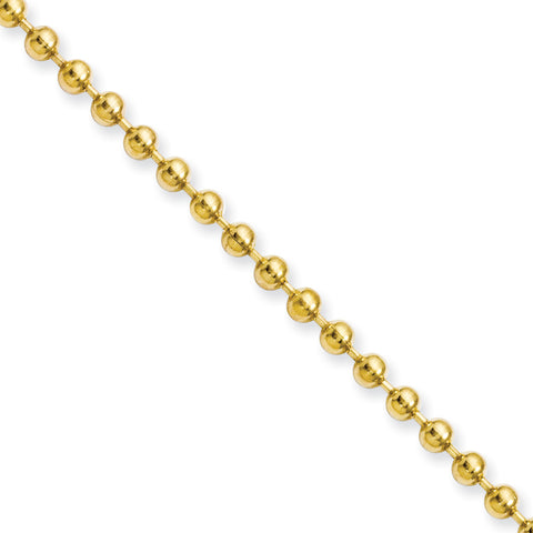 Stainless Steel IP Gold-plated 3.0mm 24in Ball Chain SRN223GP - shirin-diamonds